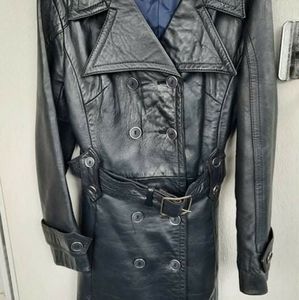 Irving Sellars leather trench coat